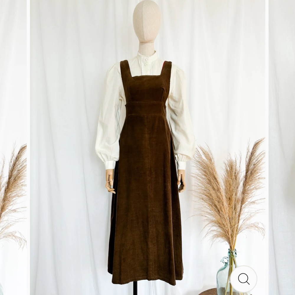 SOLD 1970s Vintage Handmade Corduroy Pinafore Dress